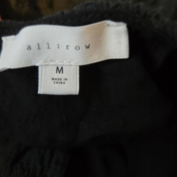 All:Row Roland Shirred Dress Size Medium Black Pockets - Picture 6 of 8